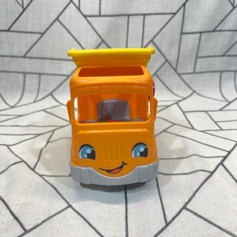 Fisher-Price Little People Dump Truck 10in Orange Yellow Construction Toy